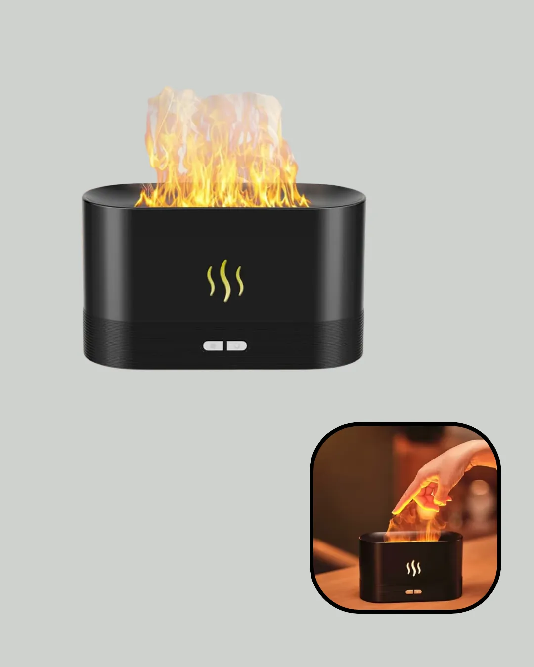 Modern Tasarımlı Alev Efektli LED Aromaterapi Hava Nemlendirici