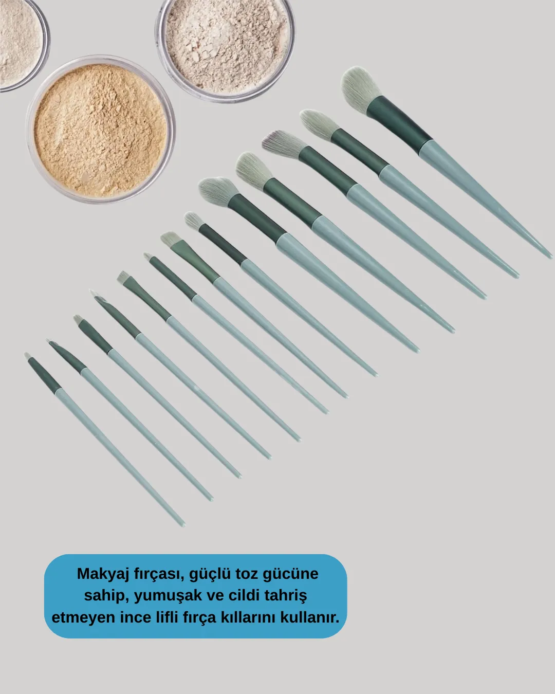 Göz Farı Allık Fondöten İçin Uygun 13'lü Makyaj Fırçası Seti Kompakt Tasarım