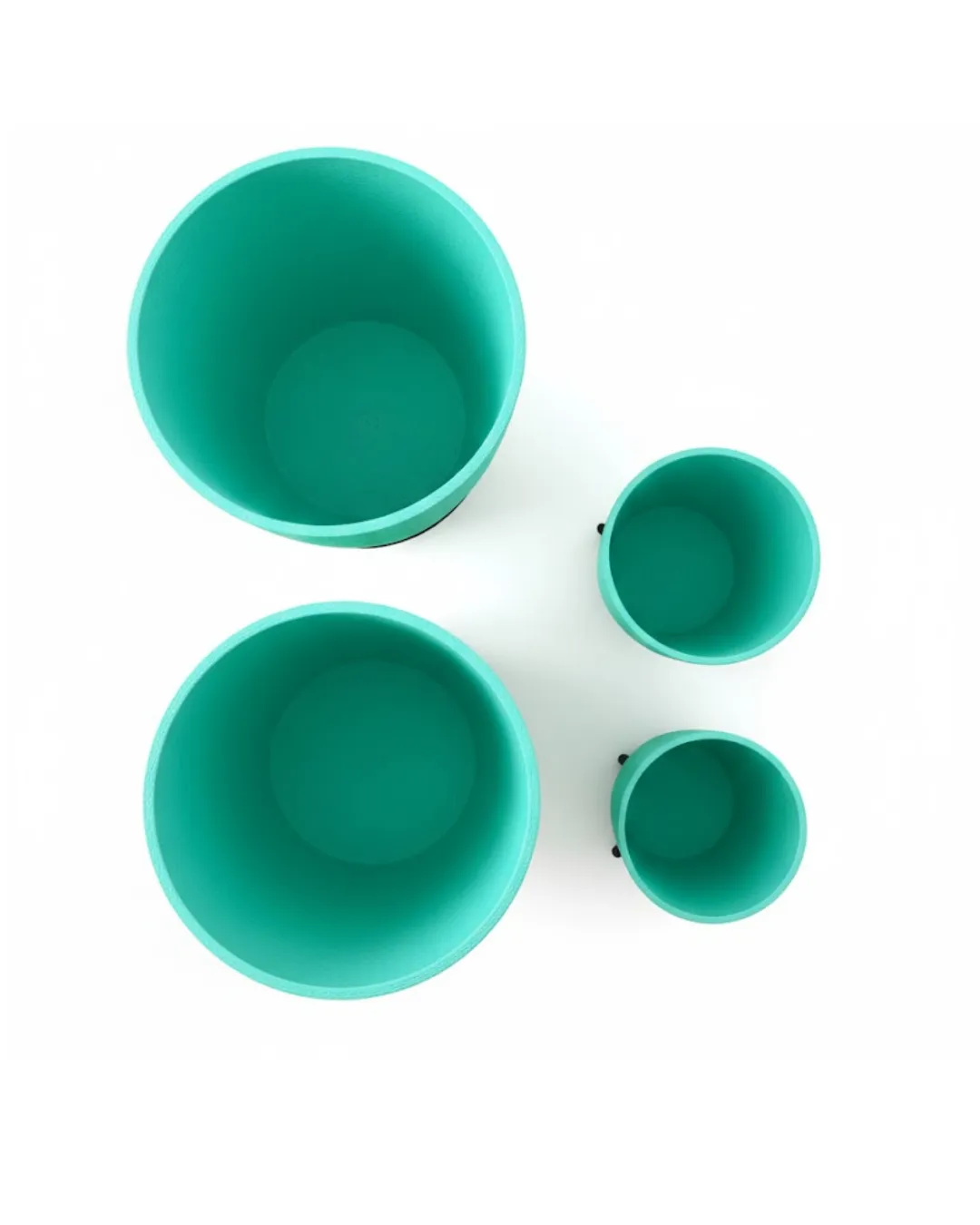 4’lü 3D Ayaklı Yeşil Saksı Seti Dekoratif Modern Tasarım