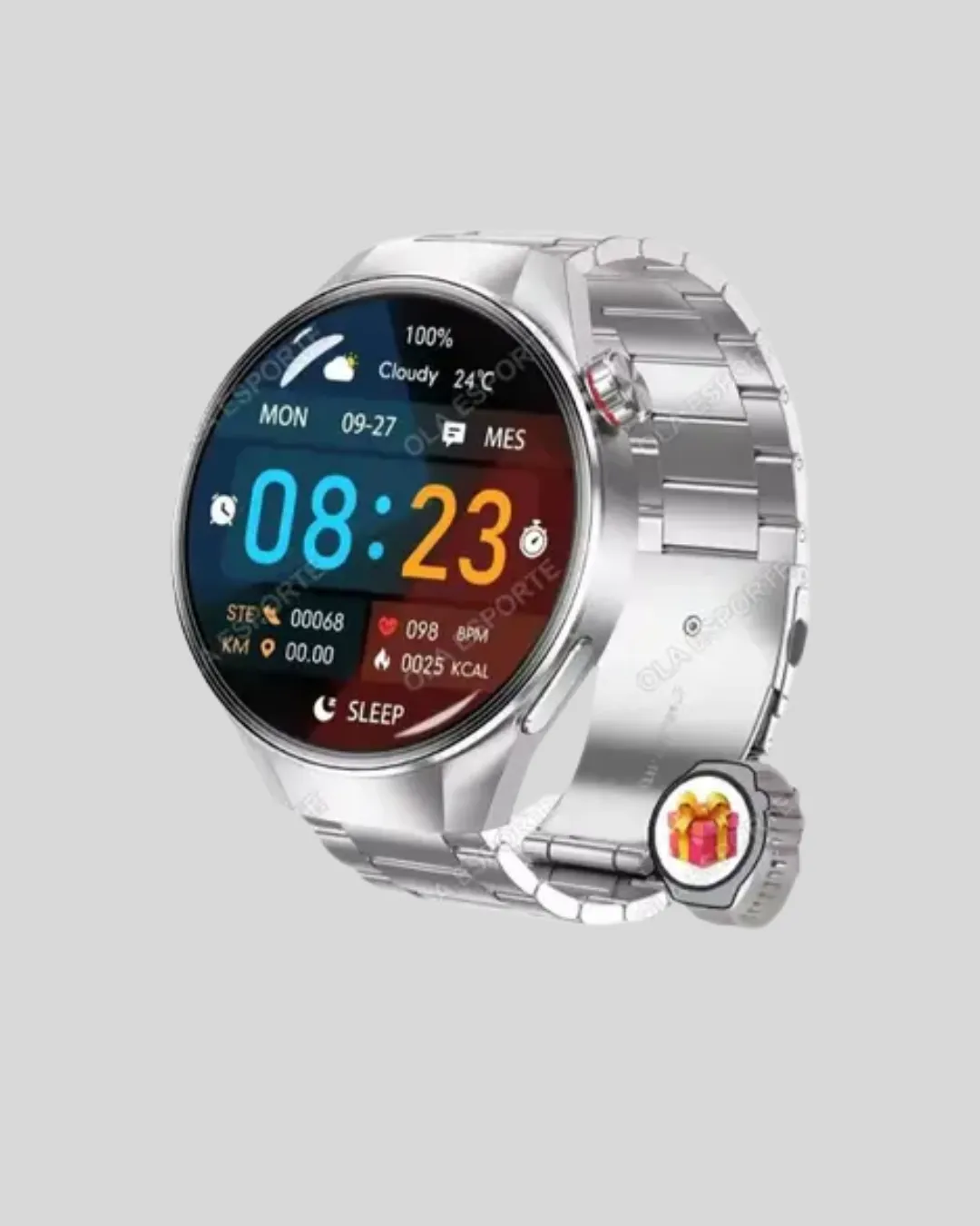 Metal Gövdeli AMOLED Akıllı Saat – Kan Oksijen, Nabız ve Arama Fonksiyonlu