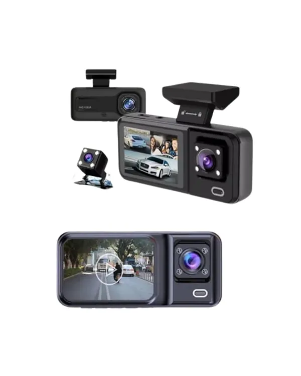 Sürüş ve Park Halinde Kesintisiz Güvenlik İçin 3 Kameralı Profesyonel Dashcam