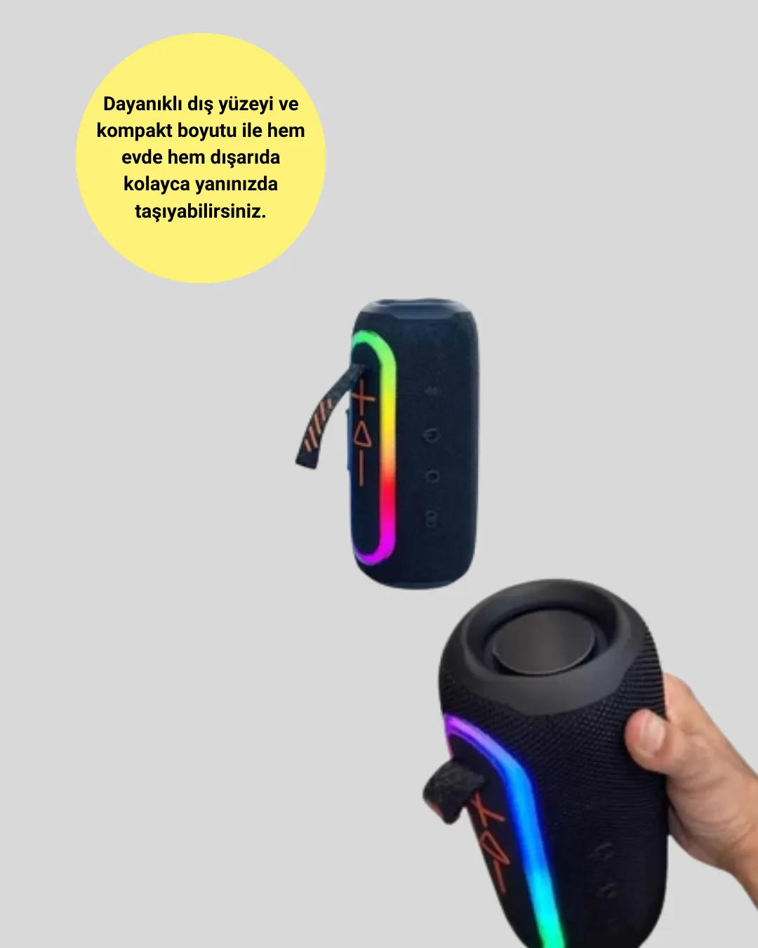 Taşınabilir Şarjlı Bluetooth Hoparlör Güçlü Bas