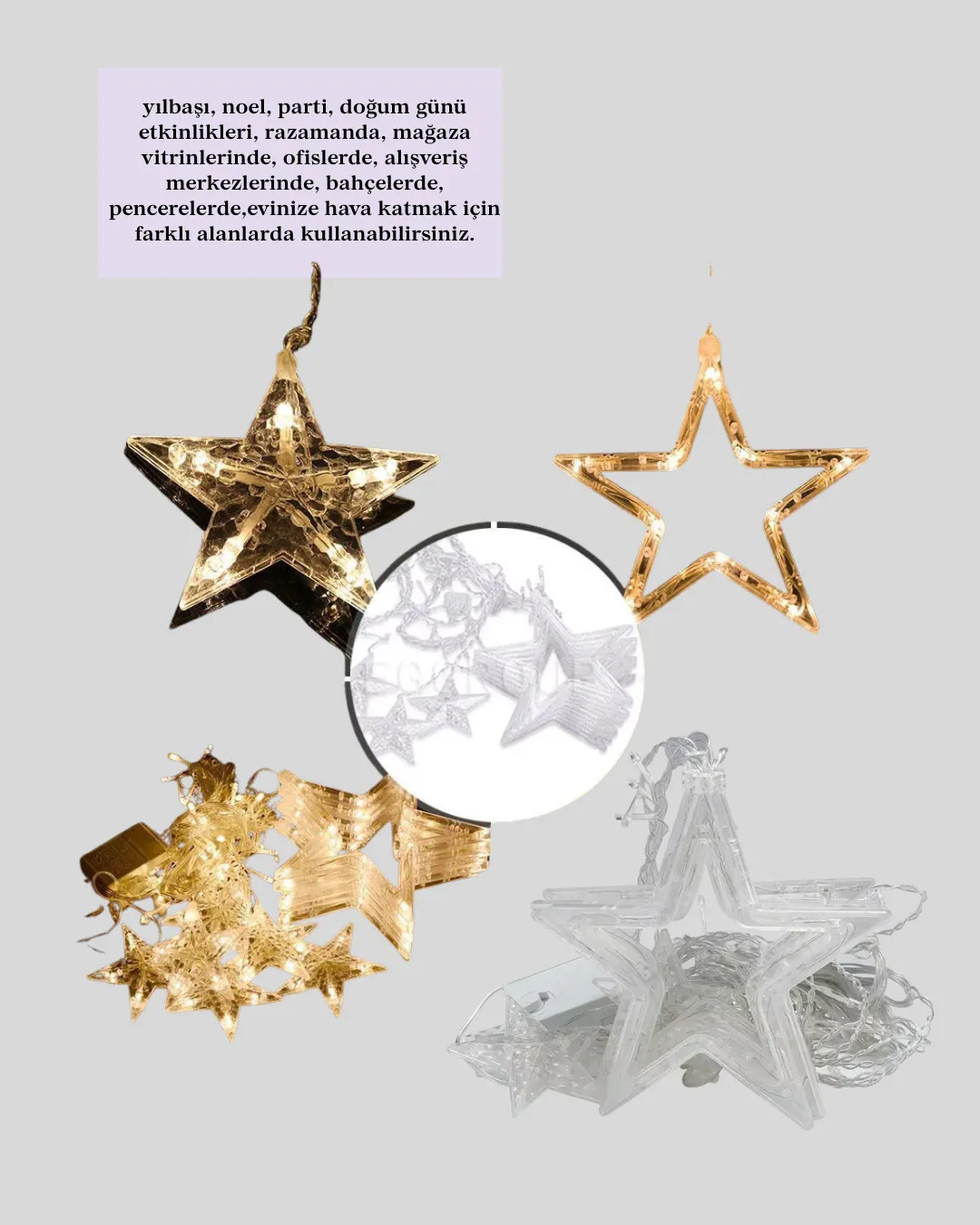 Yıldız Figürlü Perde Peri Led 3x3 Metre Dekoratif Işık