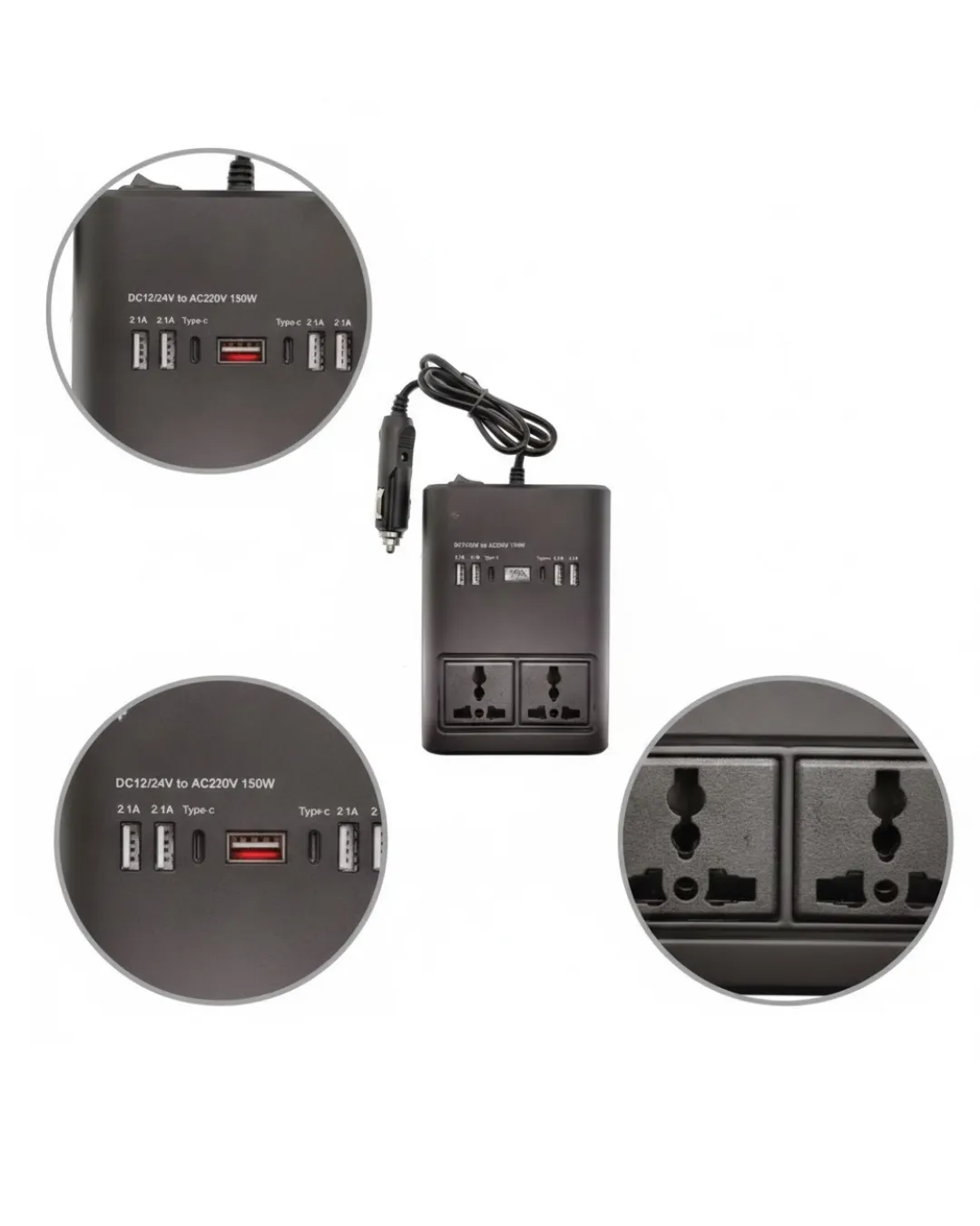 Araç Çakmak Girişli Güç İnvertörü 150W