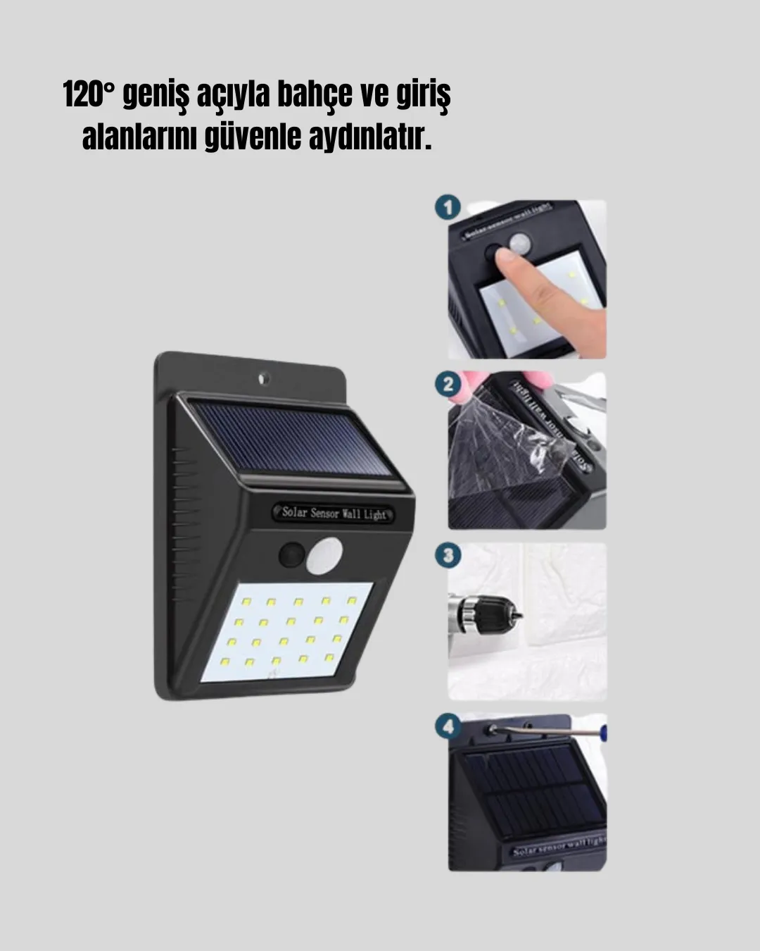 4 Modlu Solar LED Bahçe ve Garaj Lambası