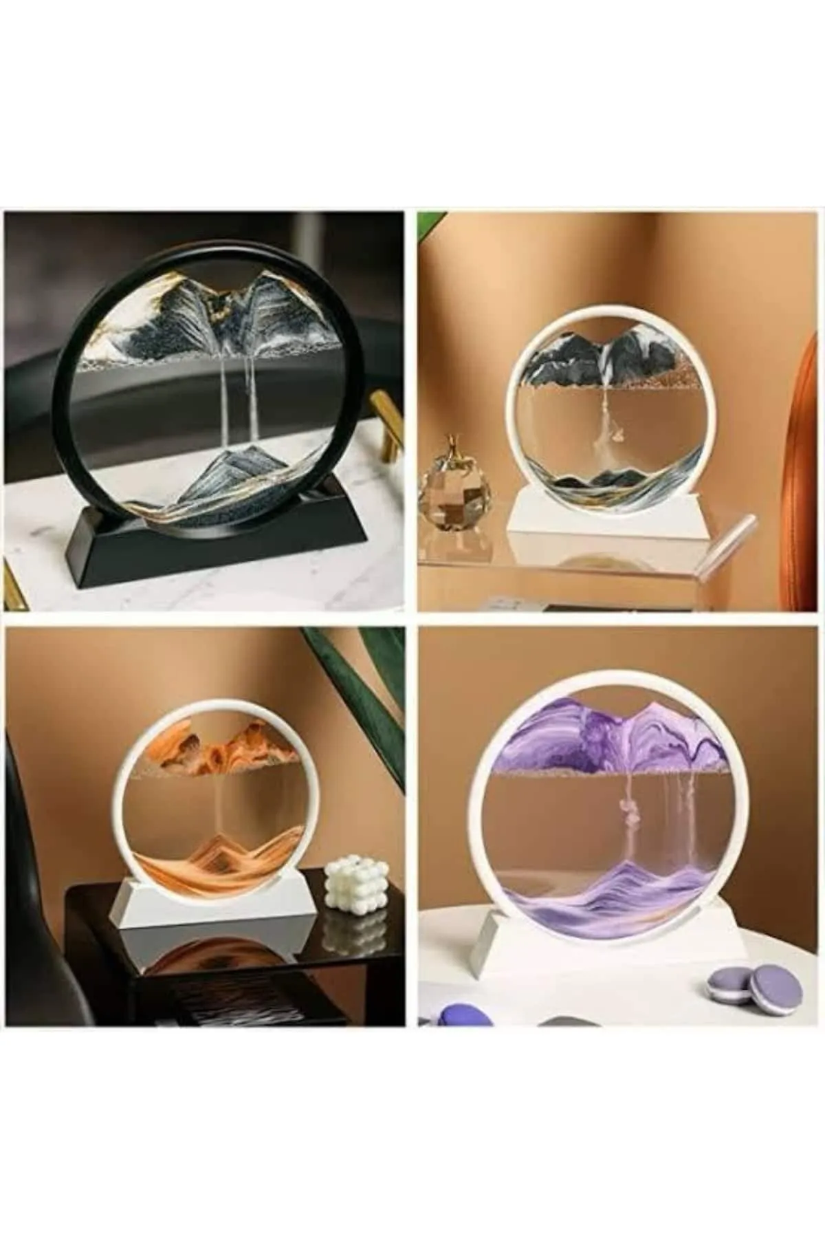 3D Led Işıklı Kum Saati Gece Lambası Hareketli Sulu Kum Saati Dekoratif