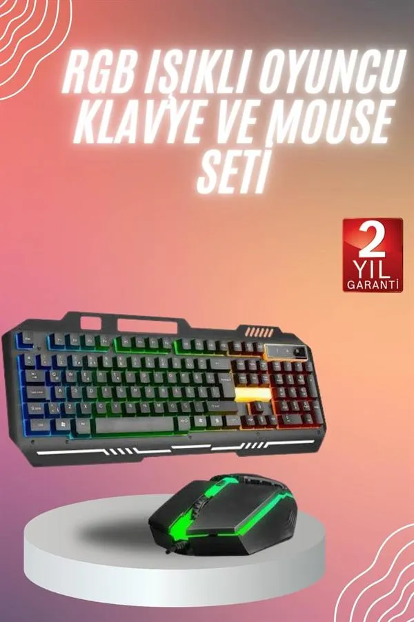 RGB Işıklı Gaming Oyuncu Klavye Q Klavye Mouse Hediyeli