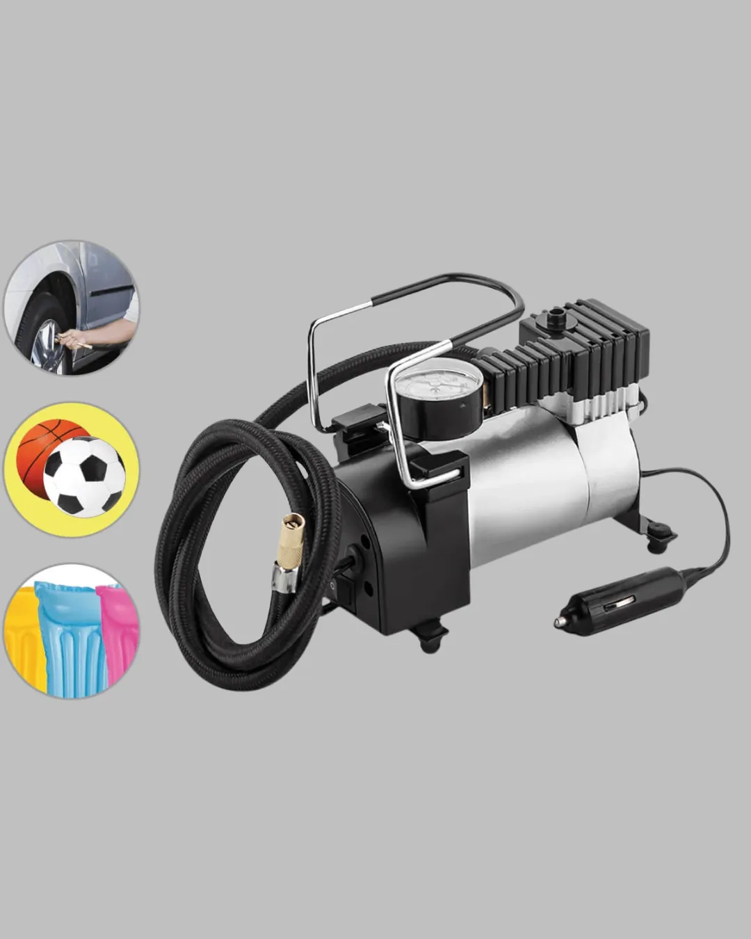 Ağır Hizmet Tipi Oto Kompresör 140 PSI Manometreli