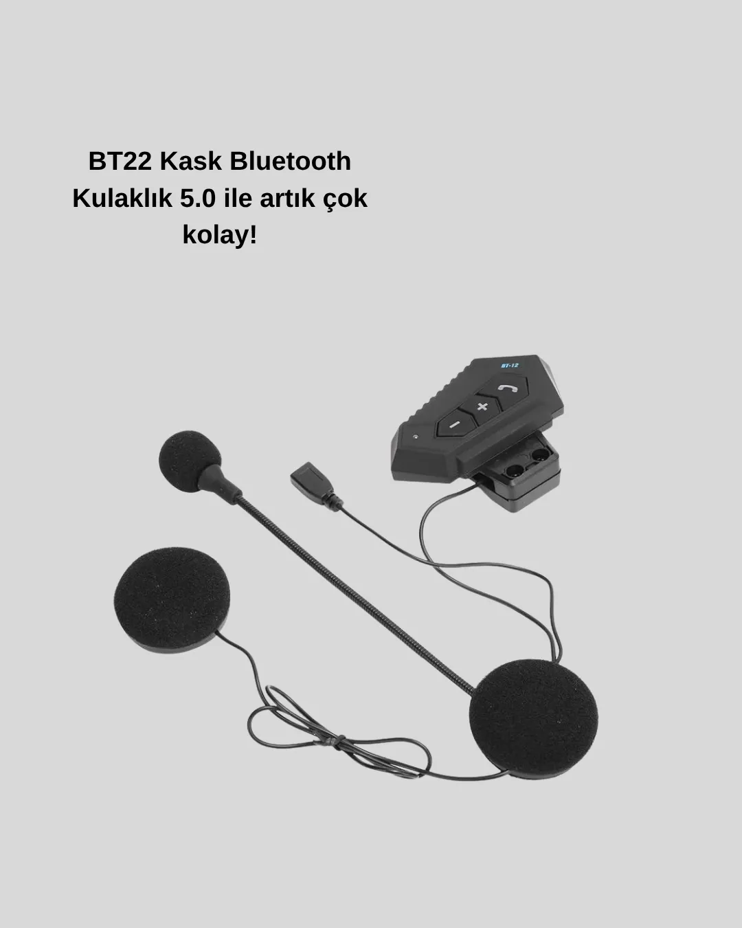 BT22 Kask Bluetooth Kulaklık 5.0 – Suya Dayanıklı, Gürültü Önleyici, Uzun Pil Ömürlü