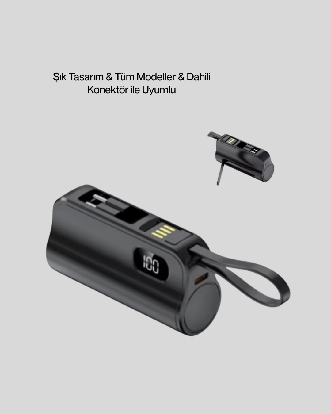 Dahili Konektörlü 20W Hızlı Şarj Mini Taşınabilir Powerbank