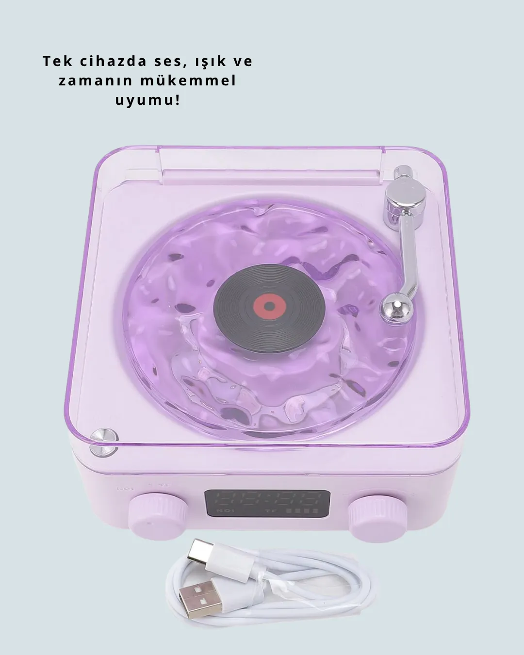 Projektörlü Gece Lambalı Retro Hoparlör – Taşınabilir Bluetooth Speaker