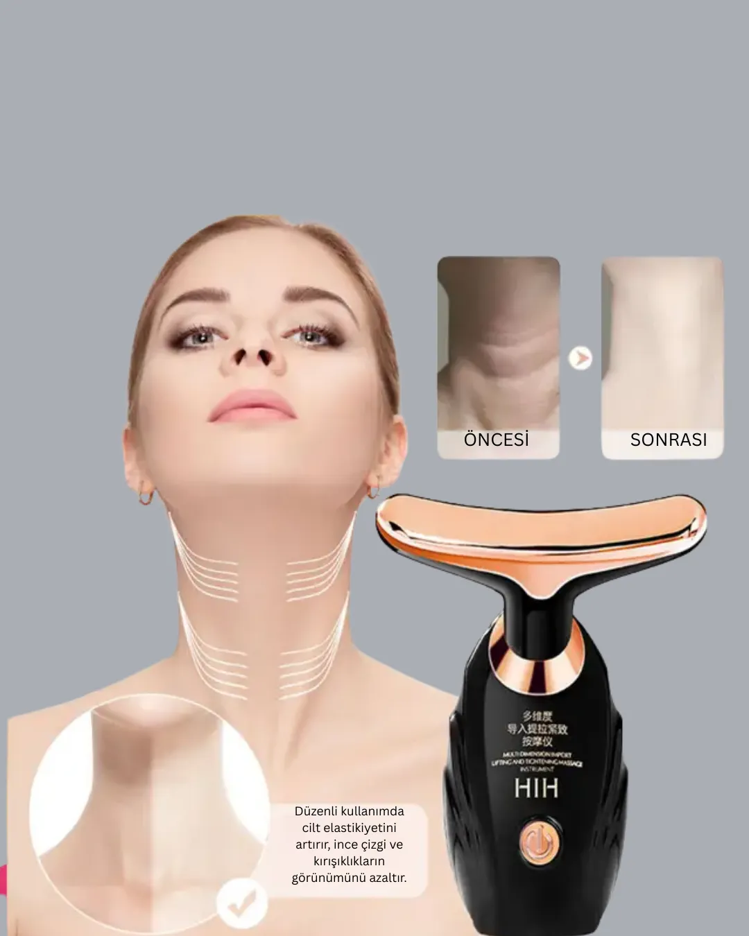 Kırışıklık Karşıtı Ultrasonik Titreşimli Yüz Masaj Aleti
