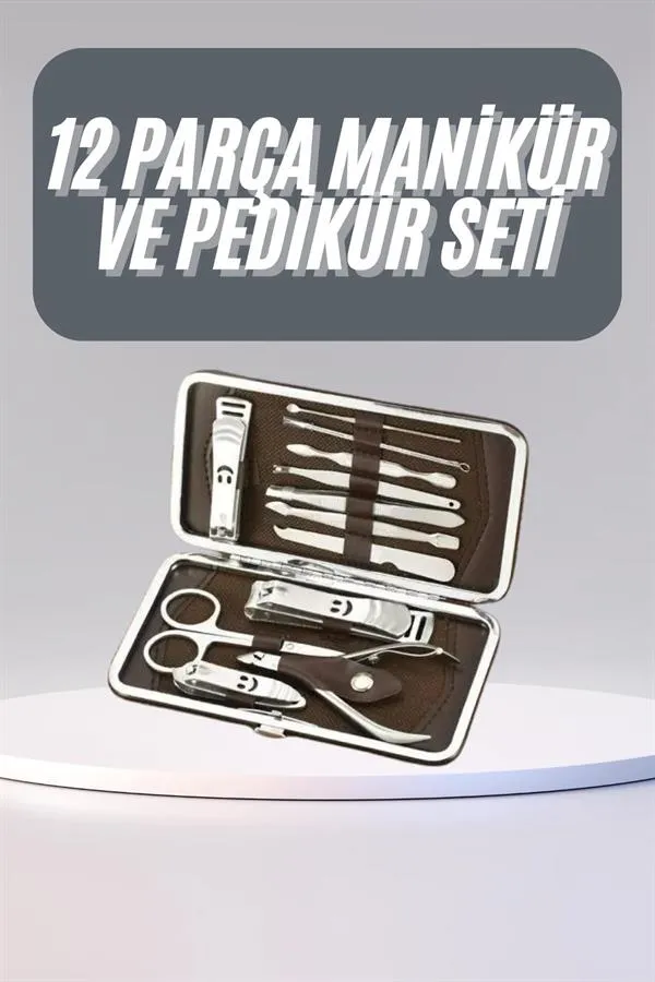 12 Parça Manikür Pedikür Seti Tırnak Bakımı Nasır Temizleme El Ayak Bakımı