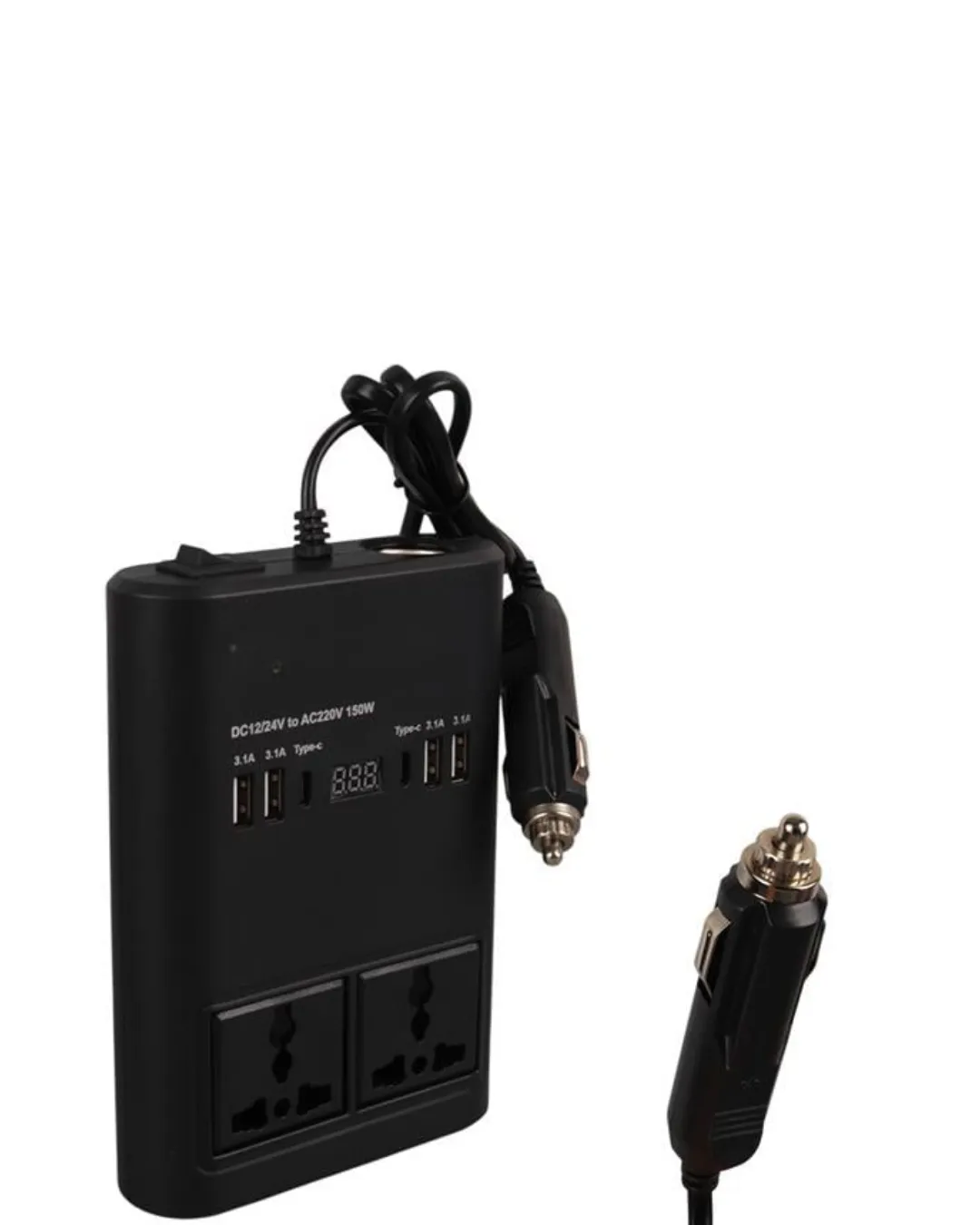 Araç İçin 12V 24V Güç Dönüştürücü 220V Priz ve USB Portlu