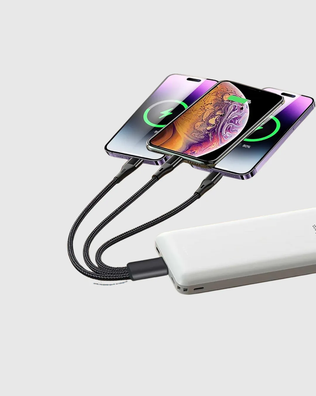 3’ü 1 Arada Hızlı Şarj Kablosu iOS Android Type-C Uyumlu ve Dayanıklı