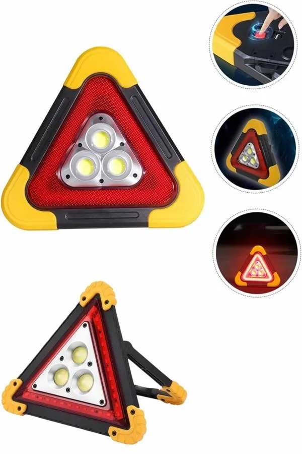 Işıklı İkaz Lambası Reflektör Şarjlı Işıklı Üçgen LED Acil Durum Feneri