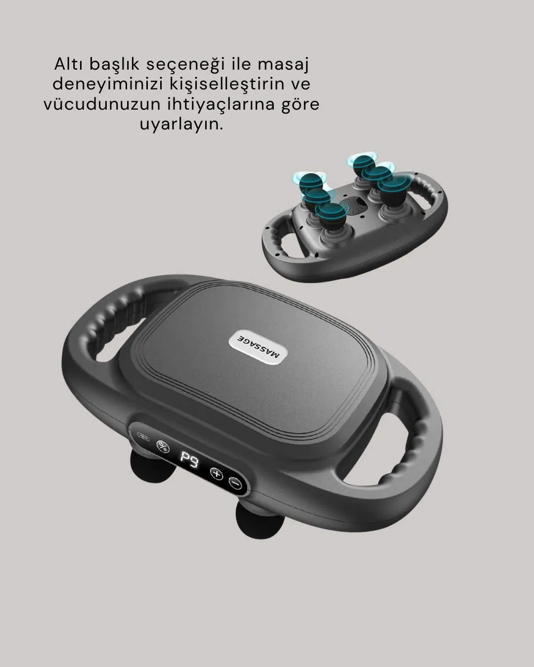 Fonksiyonlu Şarjlı Masaj Aleti 6 Başlık 2000 mAh Ergonomik Gövde