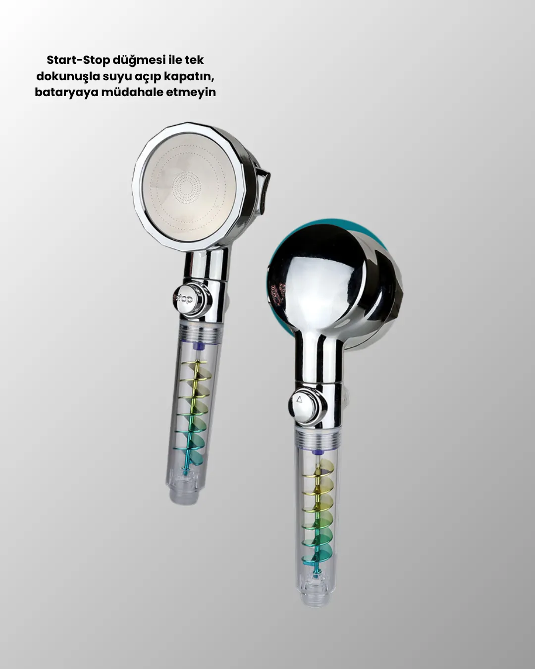 Basınçlı El Duşu Başlığı – Döner Pervaneli, Göz Kamaştıran Yağmur Etkisi