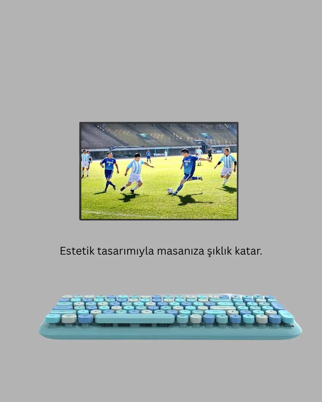 Kablosuz Retro Klavye ve Mouse Seti – 104 Tuşlu Sevimli Tasarım