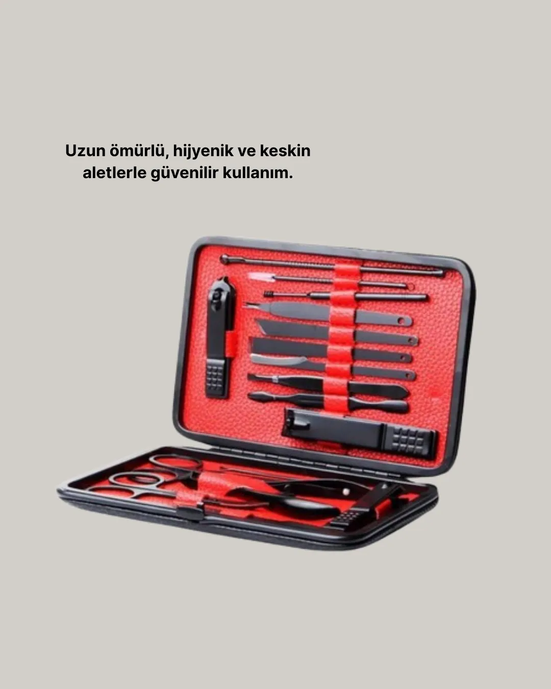 El ve Ayak Bakım Seti 17 Parça Taşınabilir Deri Çantalı Manikür Seti