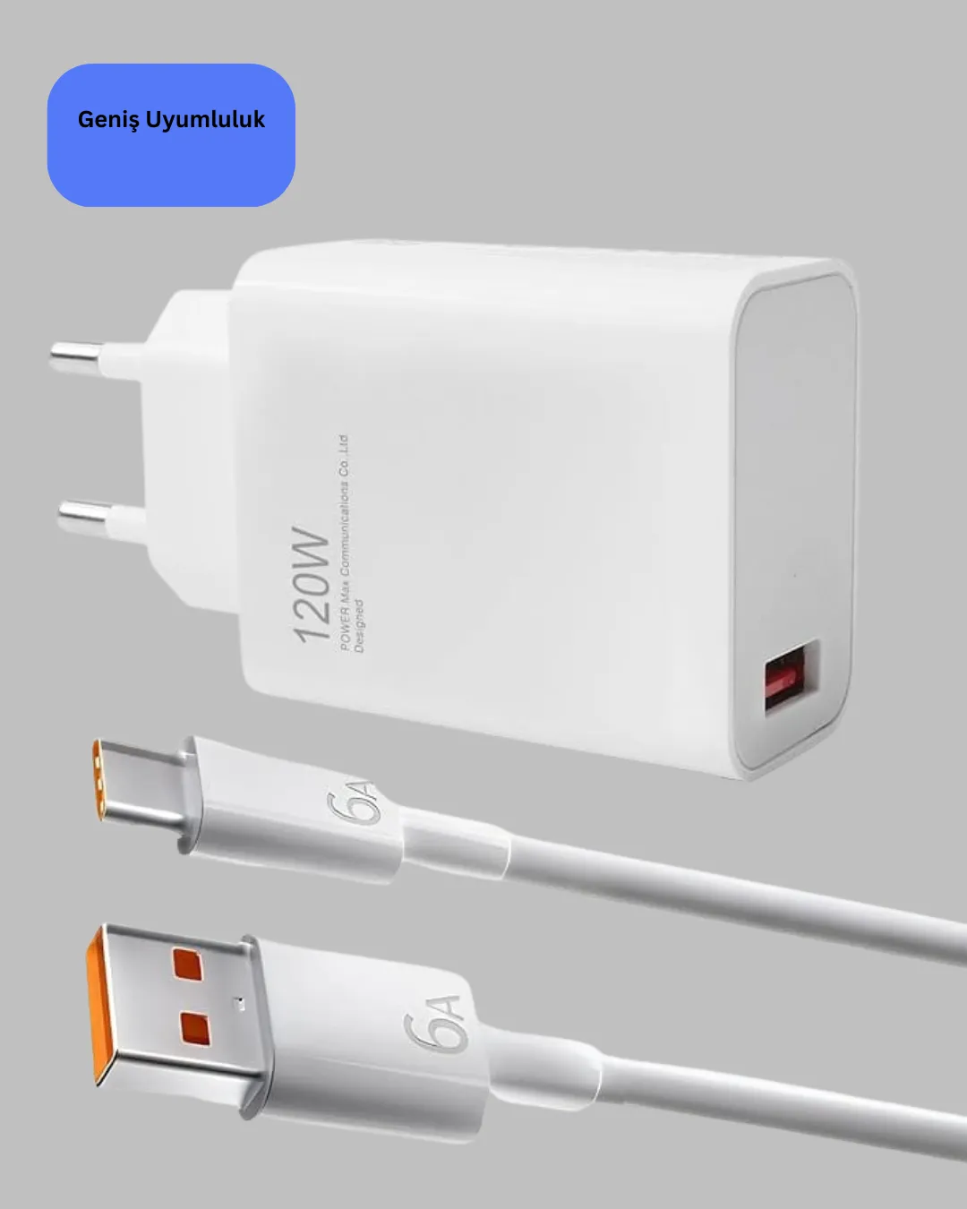120 Watt Hızlı Şarj Adaptörü Samsung S20 S21 S22 S23 Uyumlu