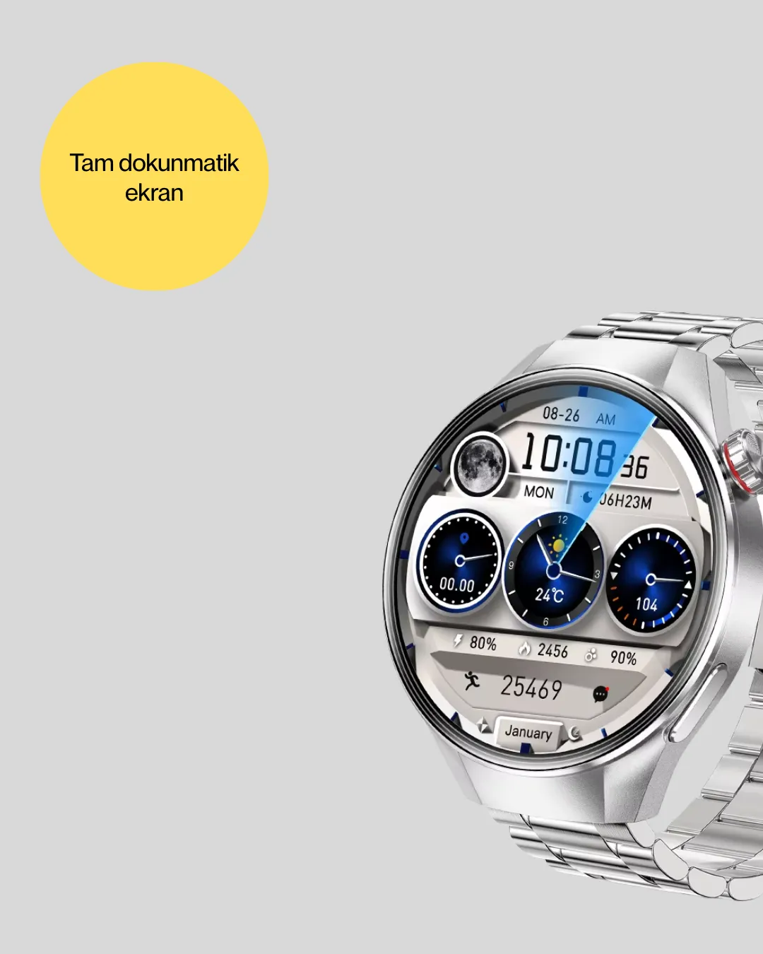 Akıllı Saat AMOLED Ekran Bluetooth Aramalı – Nabız, Uyku ve Spor Takipli