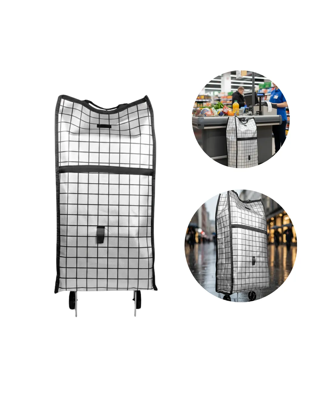 Sağlam Gövdeli Sessiz Tekerlekli Pazar ve Market Çantası