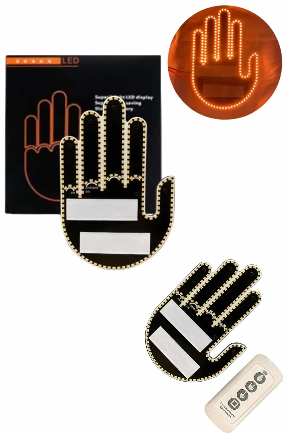 Uzaktan Kumandalı Araba Parmak Hareketi Işığı Parmak Işığı LED Araba Arka Pencere