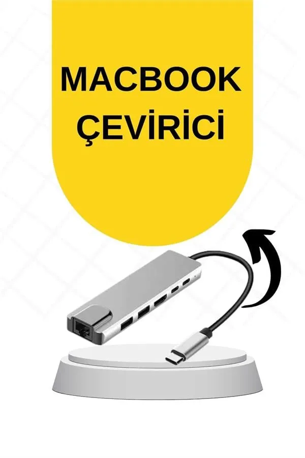 Macbook Pro/air Uyumlu USB Type-C 8 In 1 Hub Dönüştürücü Çevirici Çoklayıcı USB Hdmı Micro Sd 8 Girişli