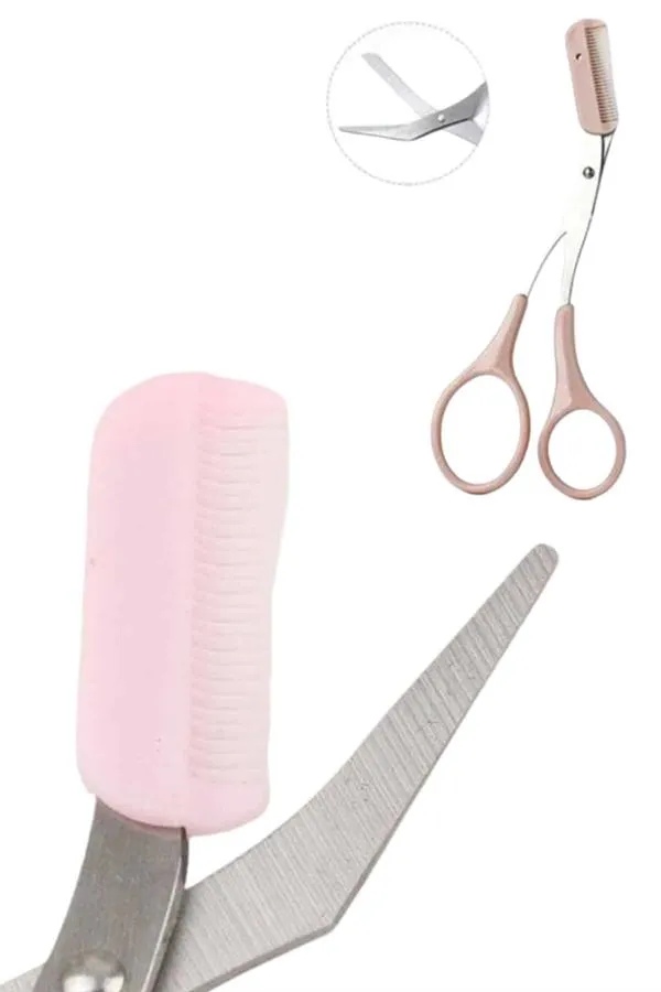 Kavisli Kaş Kirpik Düzeltici Bıyık Alma Taraklı Kaş Makası Yüz Bakım Seti Makas