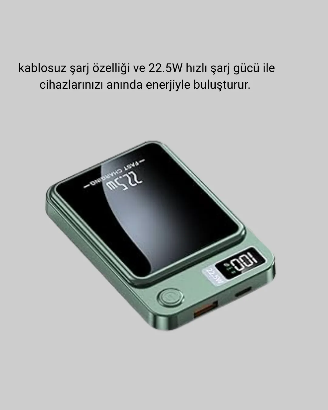 MagSafe Powerbank Kablosuz Şarjlı ve 22.5W Hızlı Şarj Destekli