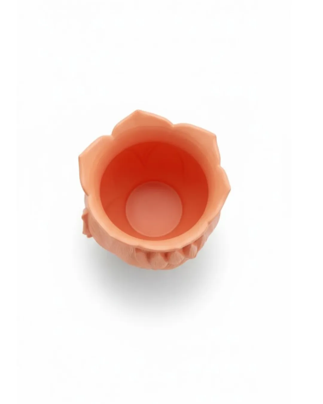 3D Kabartmalı Çiçek Motifli Turuncu Dekoratif Vazo