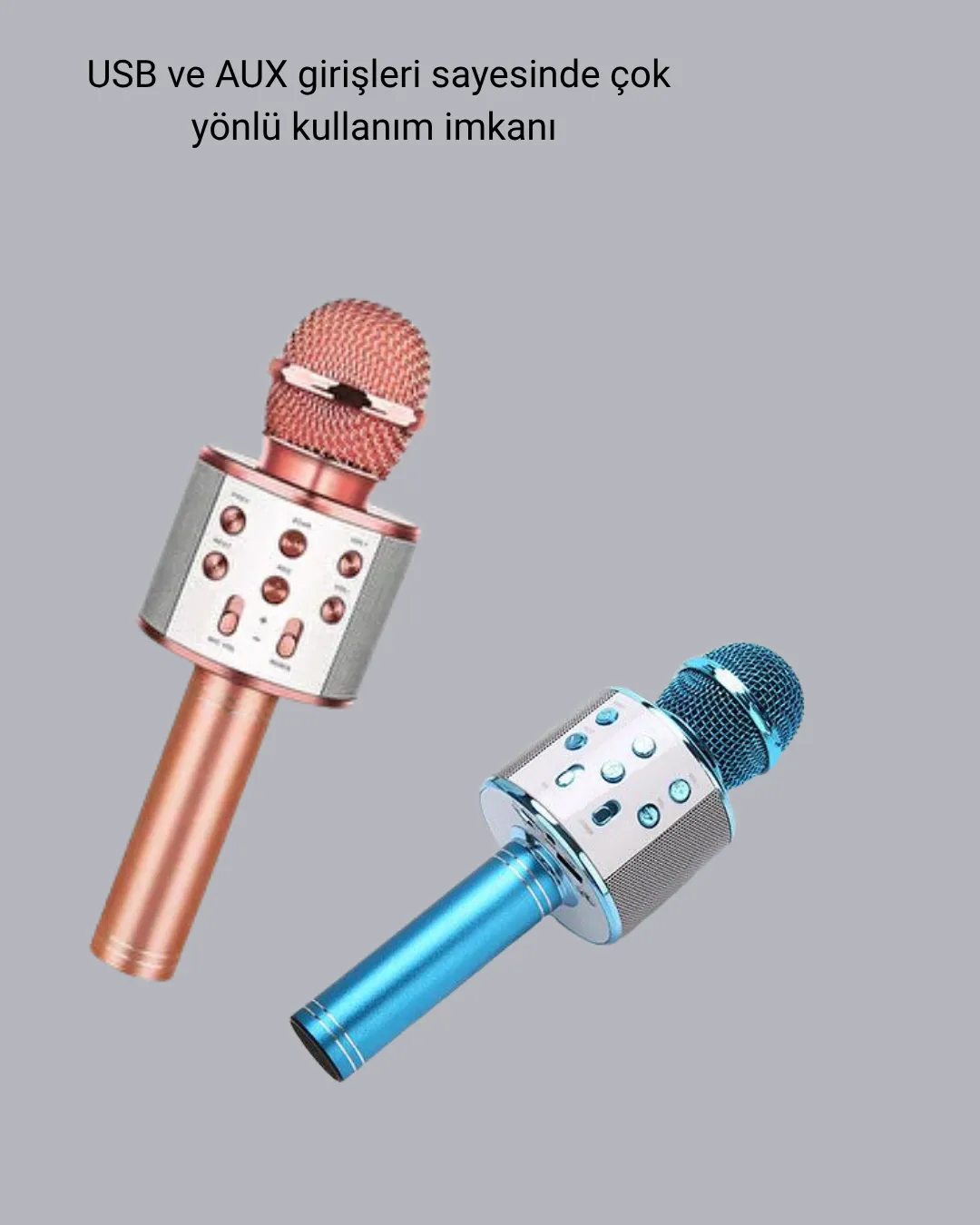 Taşınabilir Karaoke Mikrofon – Bluetooth, USB ve AUX Girişli