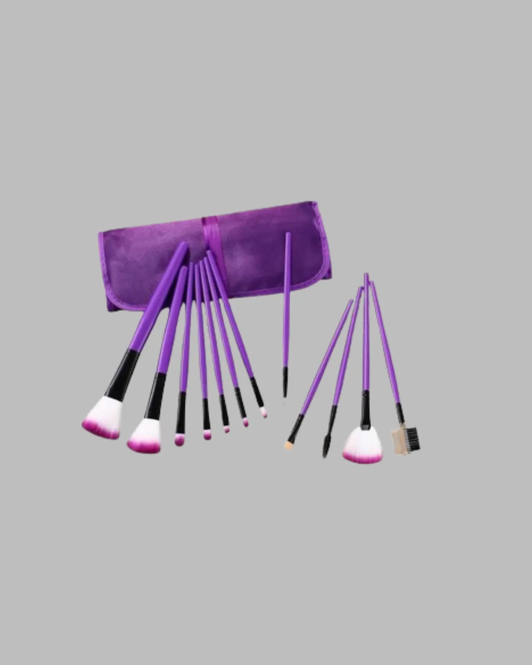 Ergonomik Saplı Fiber Kıllı 12'li Makyaj Fırça Takımı Göz ve Ten Makyajı İçin Uygun