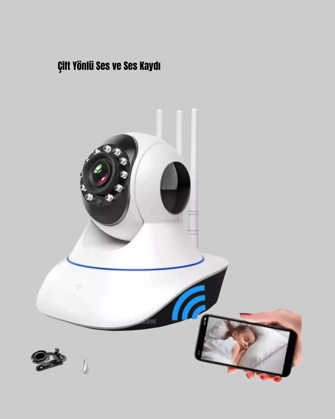 Akıllı IP Güvenlik Kamerası – 1080P HD, Gece Görüşlü, Hareket Algılamalı