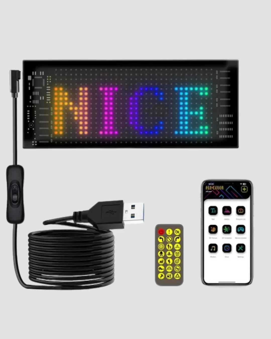 LED Matrix Piksel Panel Işığı – 5V USB, Uygulama Kontrollü