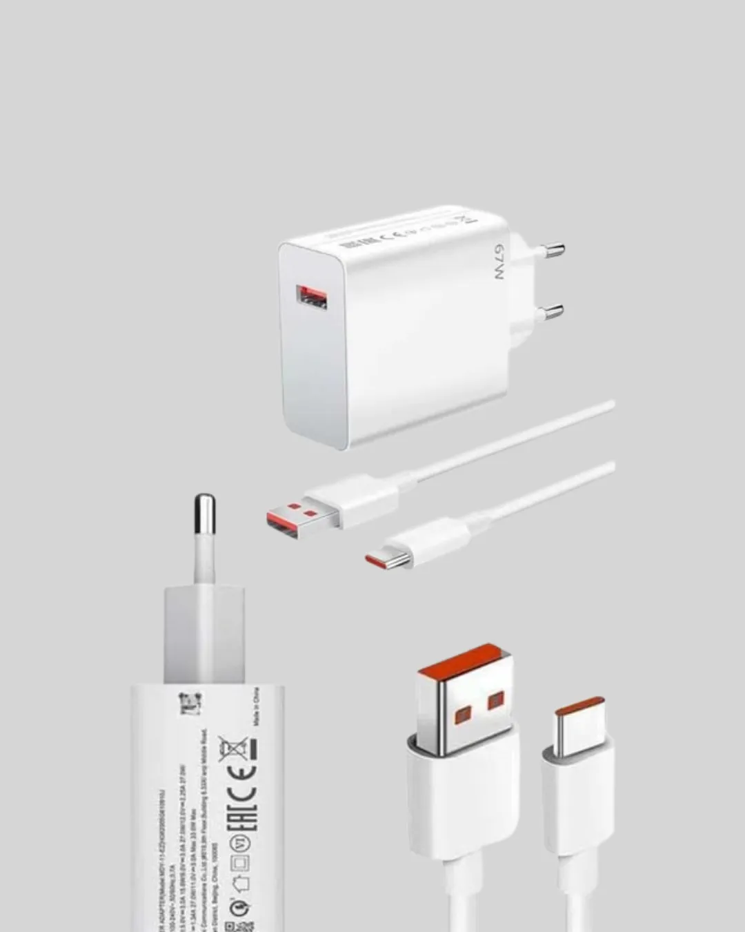 67 Watt Type C Şarj Adaptörü Asus Zenfone 7 8 9 Uyumlu