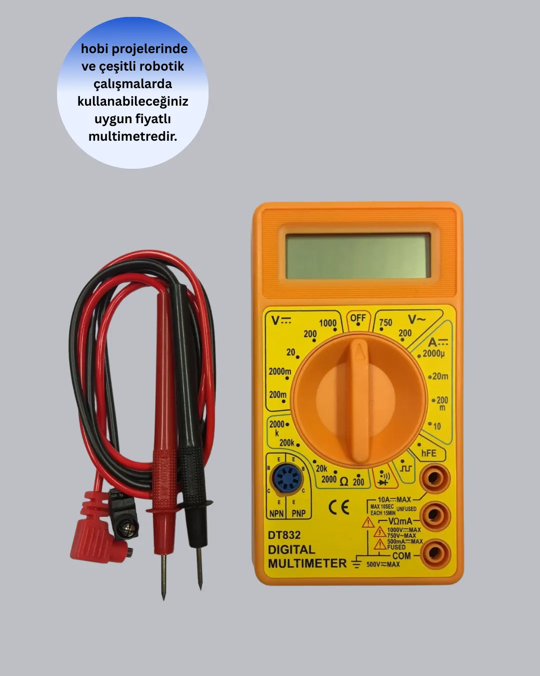 Elektrik Ölçüm Cihazı Dijital Multimetre 10 Amper Destekli