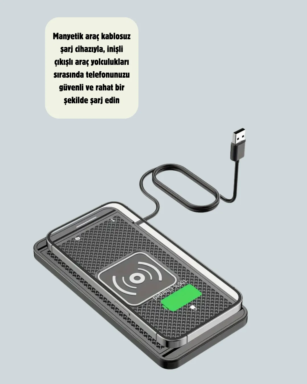Hızlı Kablosuz Araç Şarj Cihazı – Manyetik Pad, Aşırı Isınma Korumalı