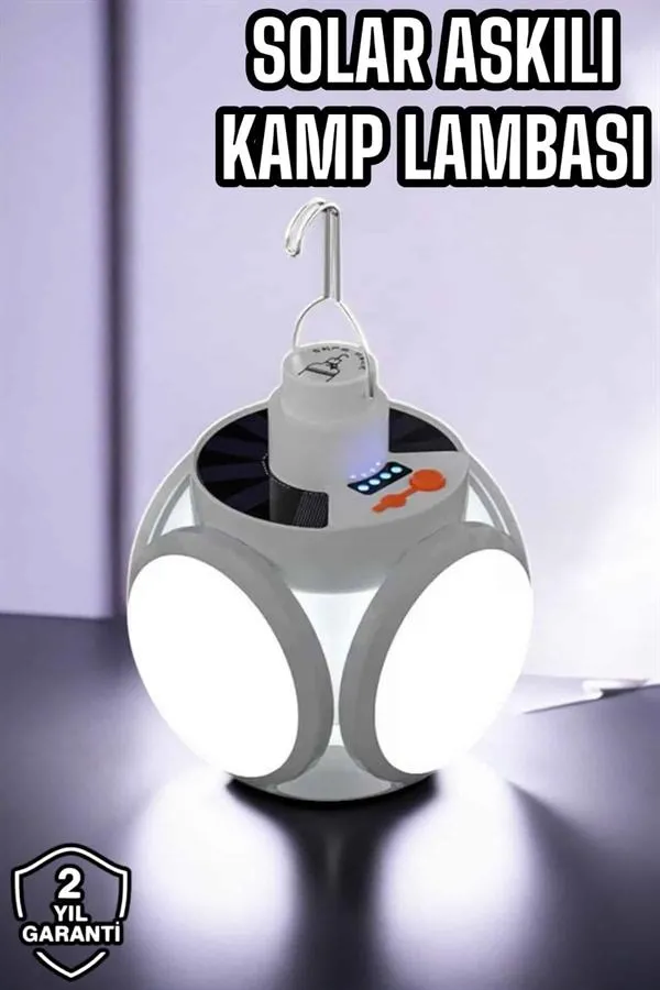 Güneş Enerjili Solar Aydınlatma Kamp Çadır Lambası Şarjlı Ampül Led Şarjlı El Feneri Işıldak