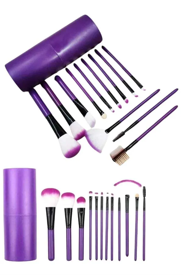 12 Parça Yumuşak Uçlu Makyaj Fırça Set-Göz ve Yüz Makyajı İçin Fırça Seti Profesyonel Makyaj Seti