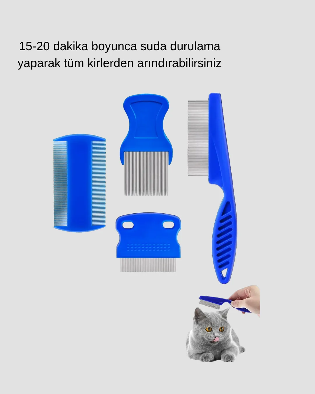 4’lü Kedi Köpek Tüy Temizleme Seti – Paslanmaz Çelik,Ergonomik ve Uzun Ömürlü