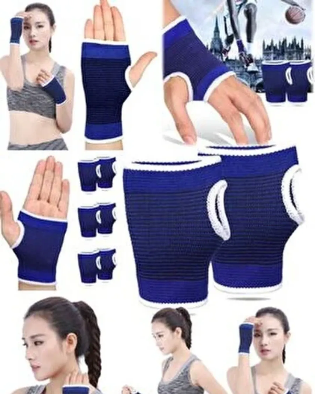 Mavi Bilek Koruyucu Spor Destekliği Çift El İçin Evrensel Boy