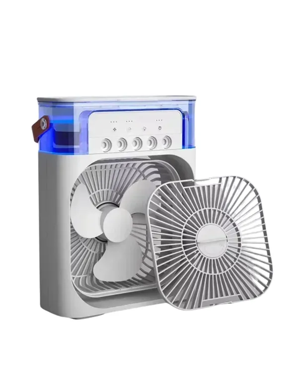 USB Bağlantılı 3'ü 1 Arada Nemlendirici Mini Klima Fan | 7 Renk Işıklı