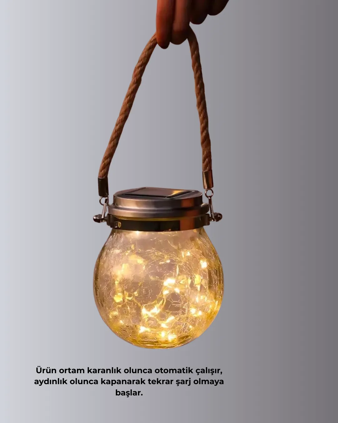 Güneş Enerjili Cam Sarkıt Bahçe Balkon Teras Aydınlatma 30 LED