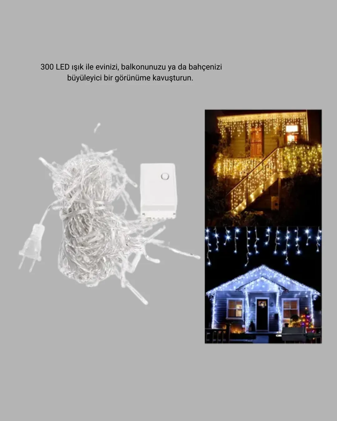 300 LED Perde Işık – Sıcak Beyaz Dekoratif Aydınlatma