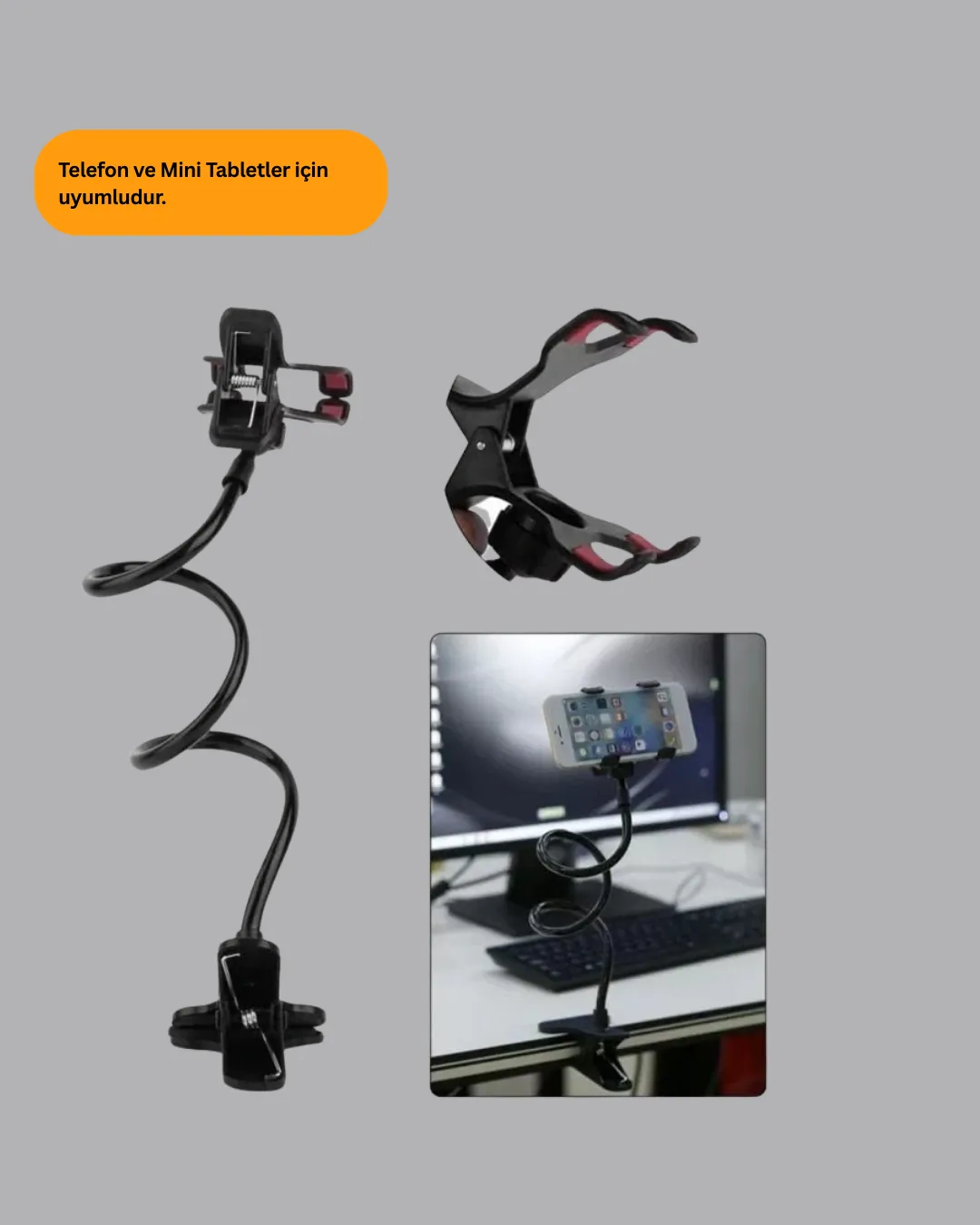 Akrobat Masaüstü Mandallı Telefon Tutucu 360 Derece Dönebilen