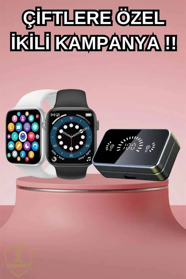 Powerbank Bluetooth Kulaklık Ve Yeni Model Akıllı Saat Seti ANC Özelliği Dokunamatik