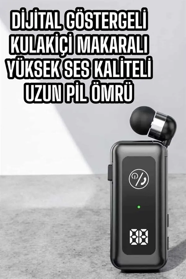 Kablolu Bluetooth Kulaklık Kulak İçi Stereo Mikrofonlu Dijital Göstergeli