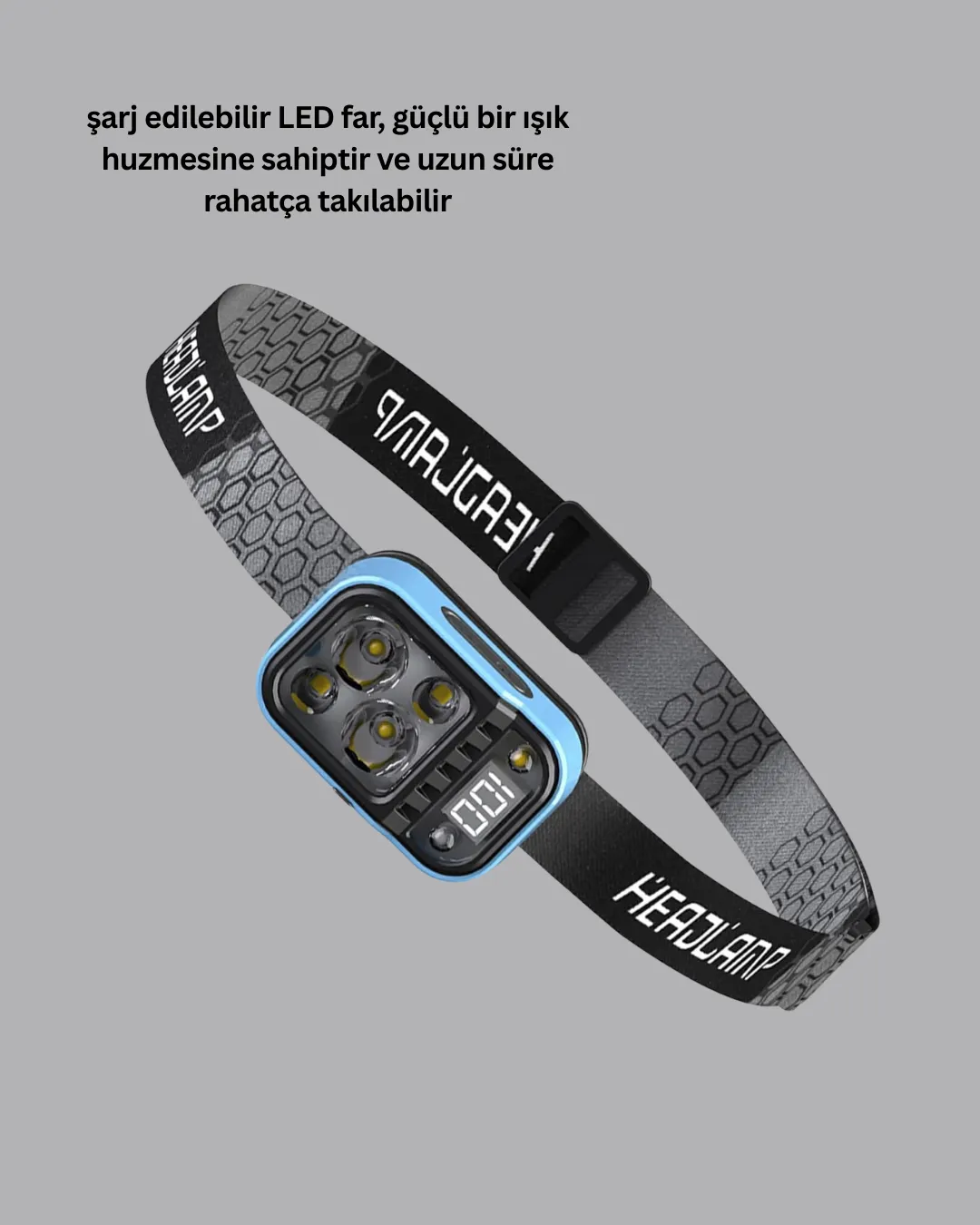 Süper Parlak LED Kafa Feneri 3 Renk 53 Mod Type C Şarjlı